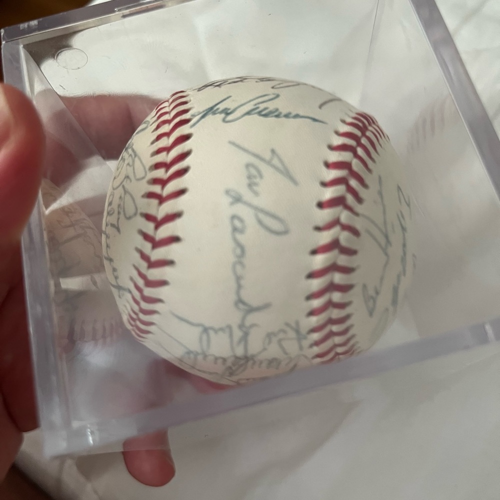 Baseball autographed Dodgers ball.